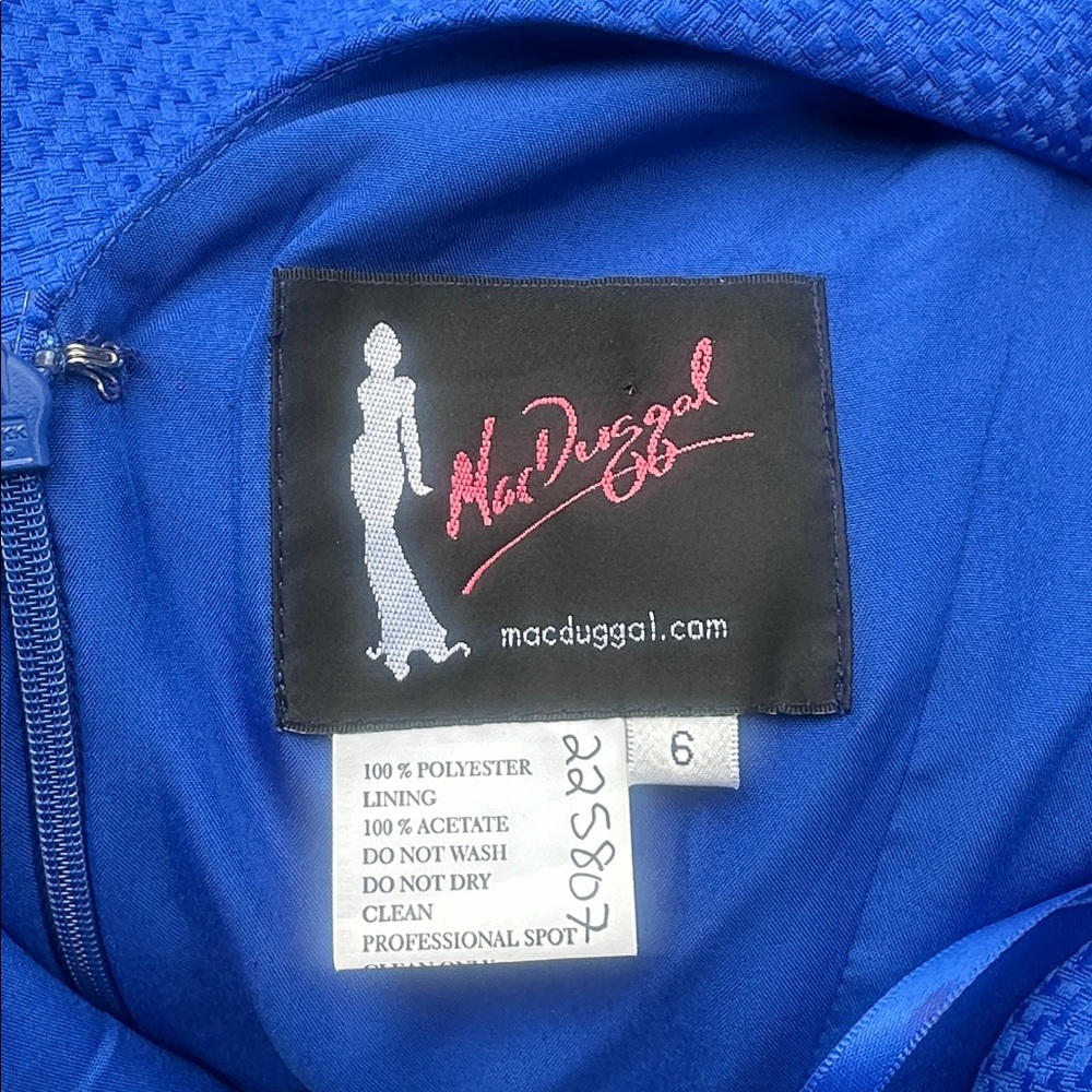 Mac Duggal Vintage Sleeveless V-Neck Mini Sheath Dress in Royal Blue Size 6 - Picture 8 of 9